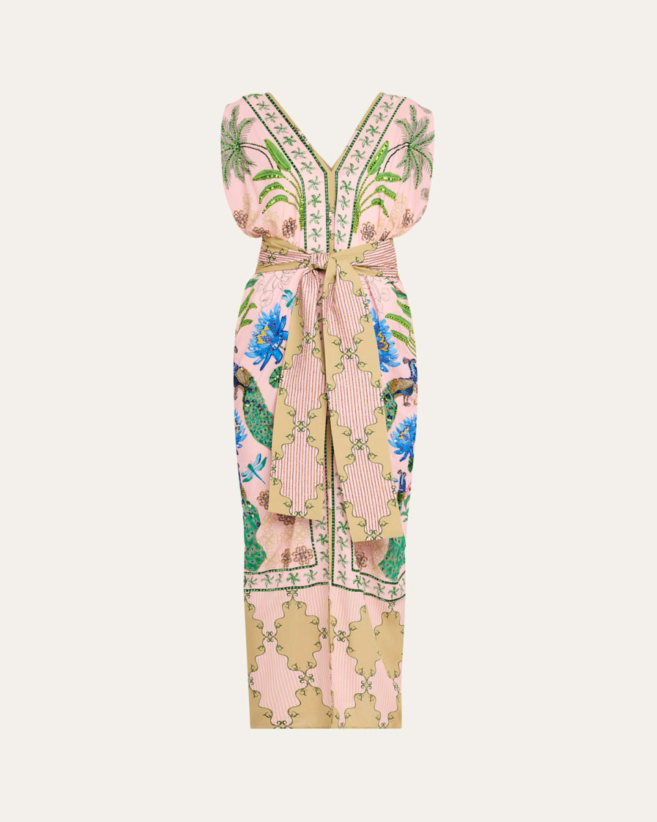 Hand-Beaded Ocean Kaftan Dress